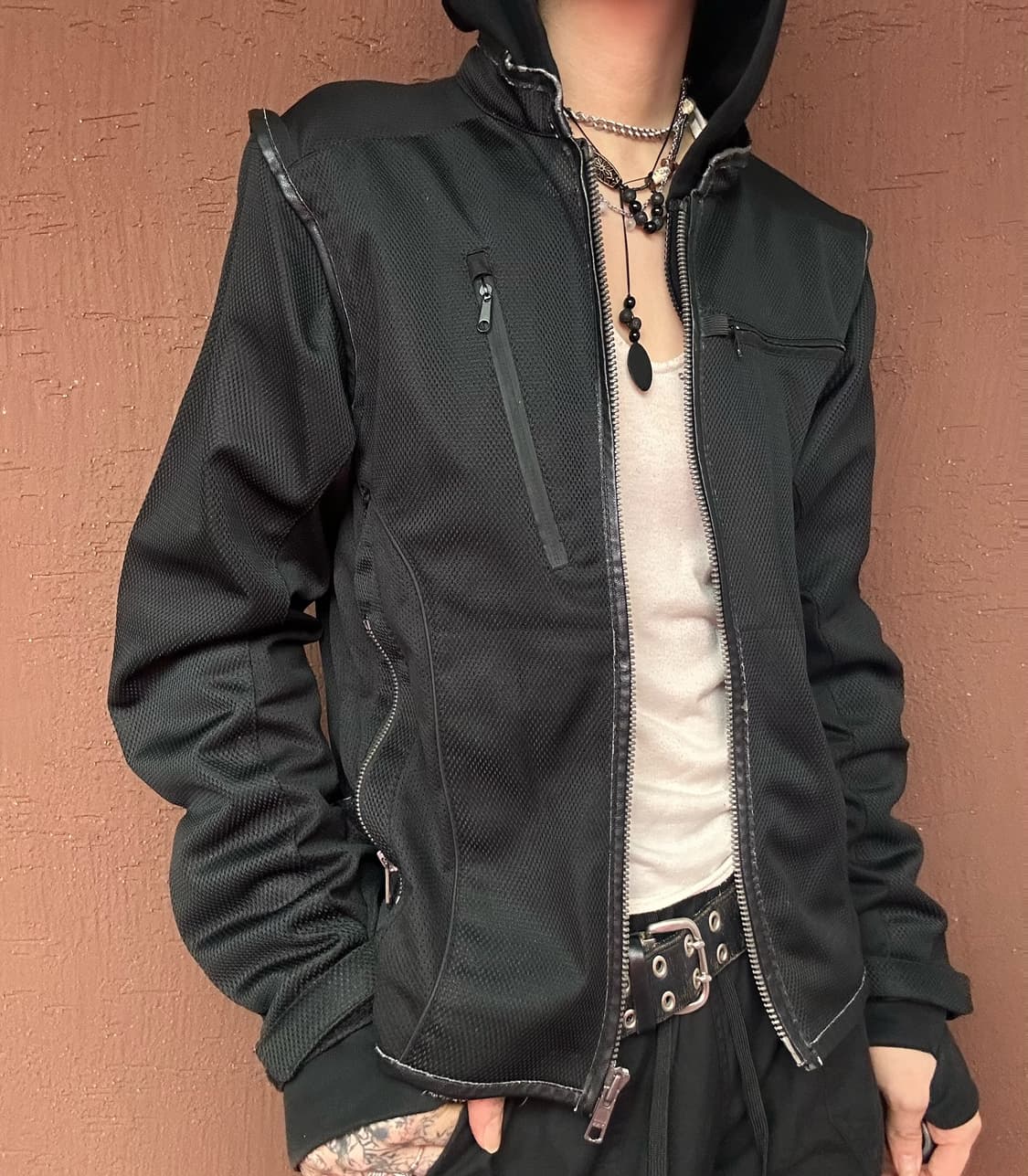 leather line point mesh jacket 상품이미지1