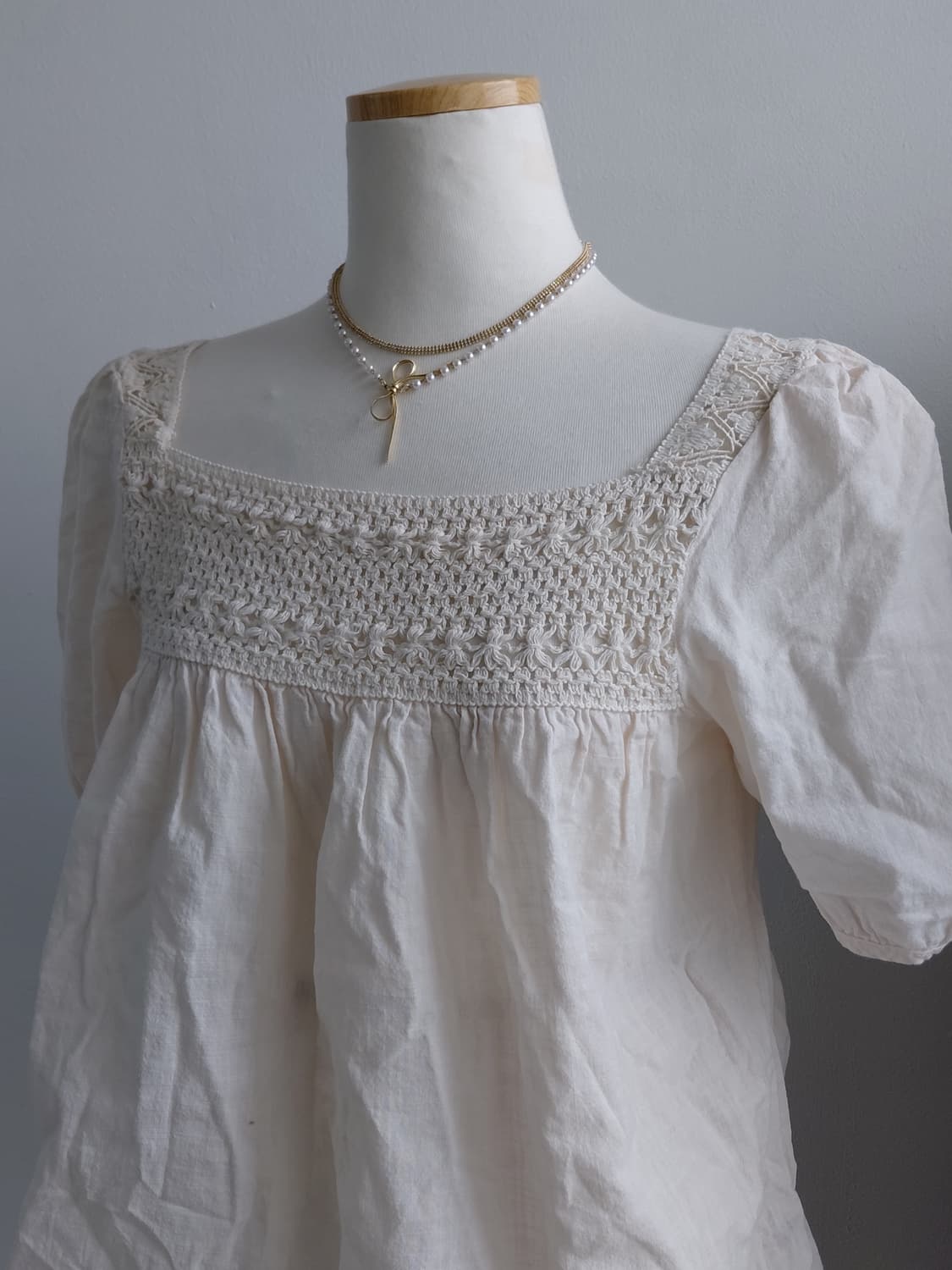 [빈티지] 세레니티룩 아이보리 스퀘어넥 블라우스 55사이즈 상품이미지4