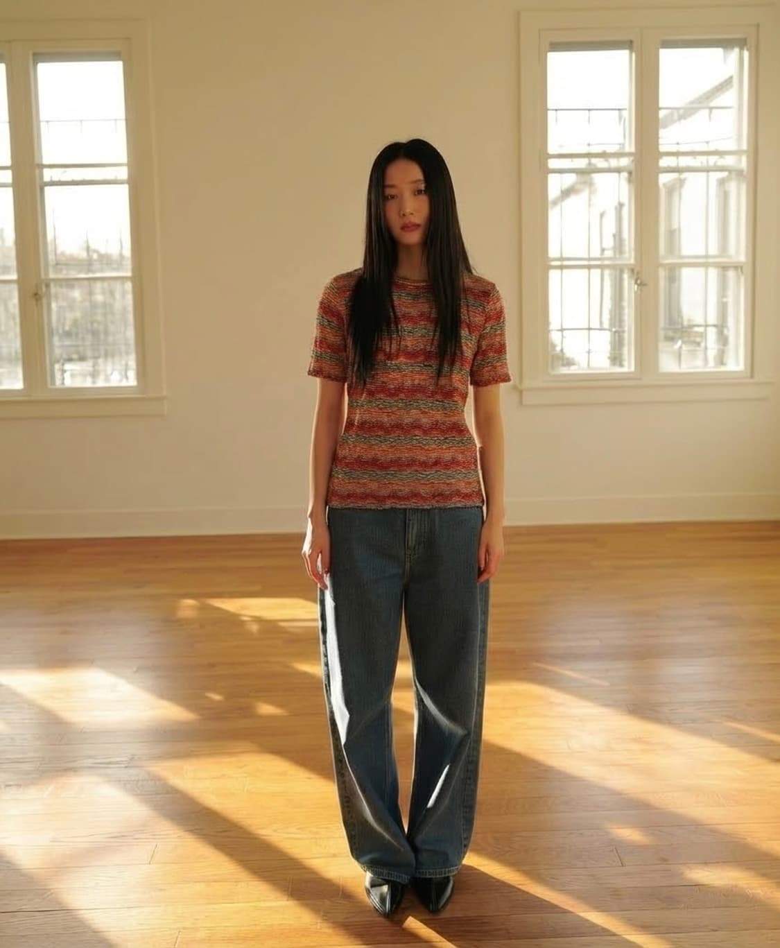 미쏘니 스포츠 멀티 컬러 스트라이프 니트  상품이미지1