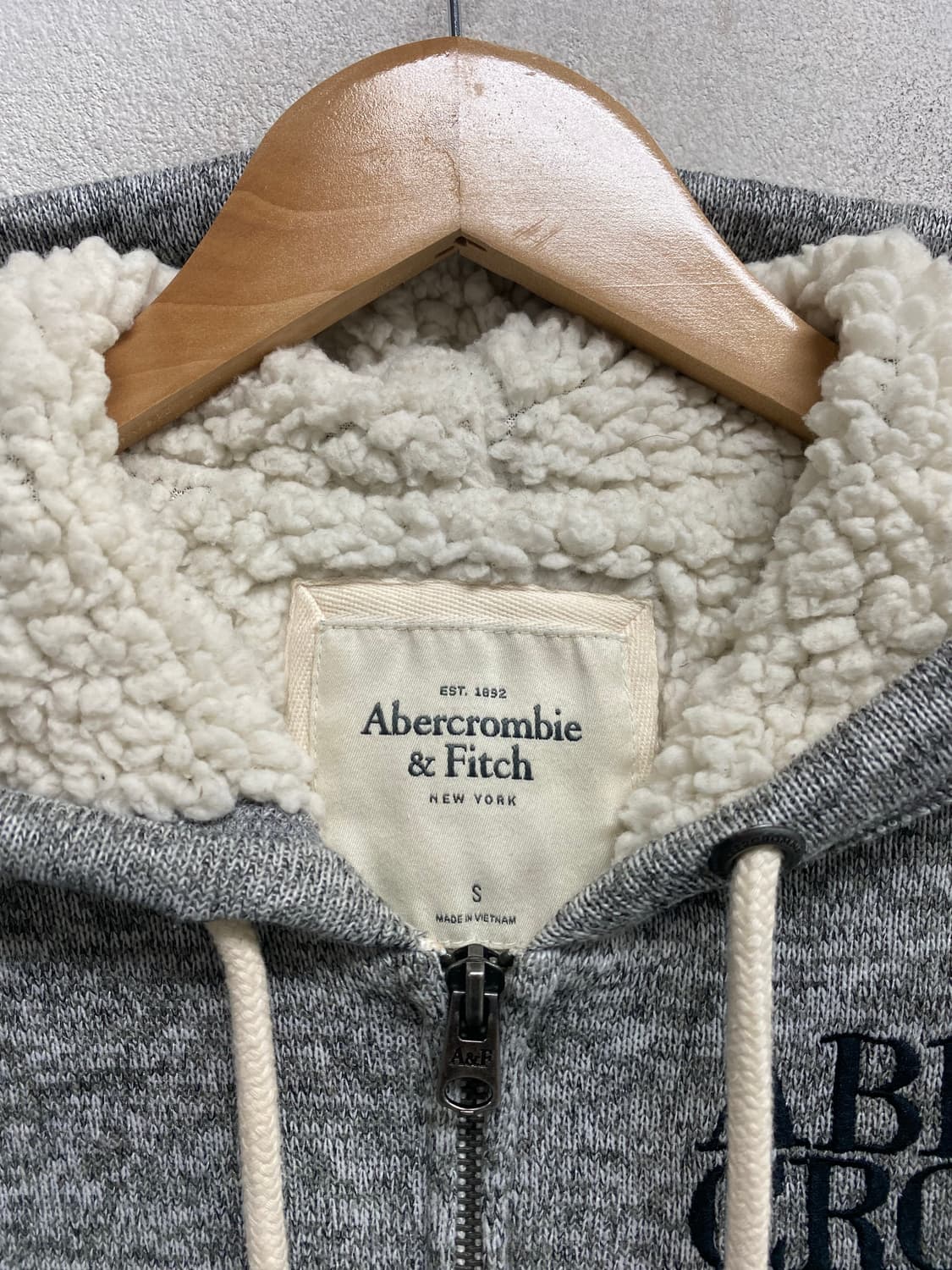 아베크롬비 앤 피치 양털 안감 풀집업 후드 S 상품이미지6