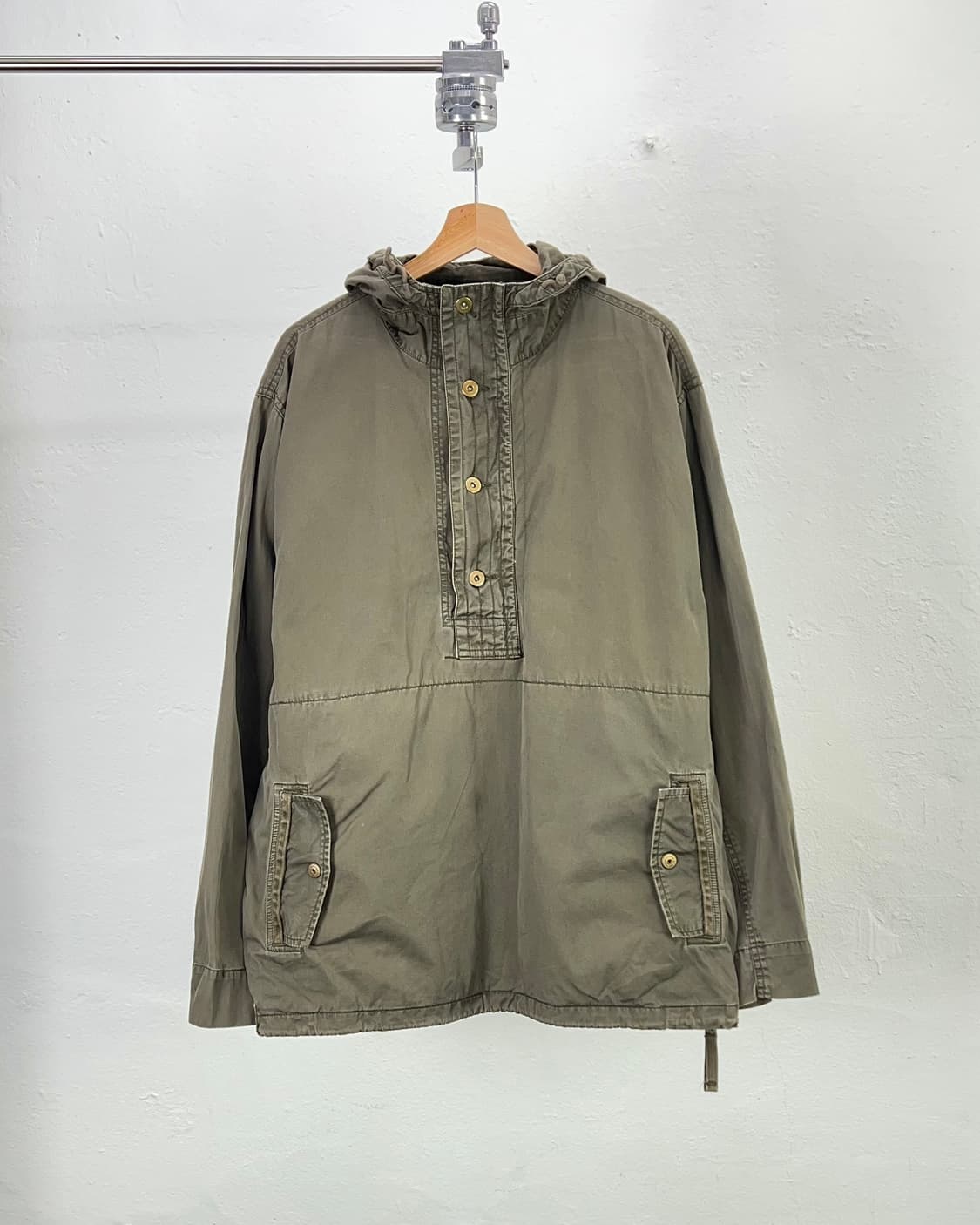 올드 네이비 카키 코튼 버튼 플라이 밀리터리 쿼터집 후디 자켓 상품이미지1