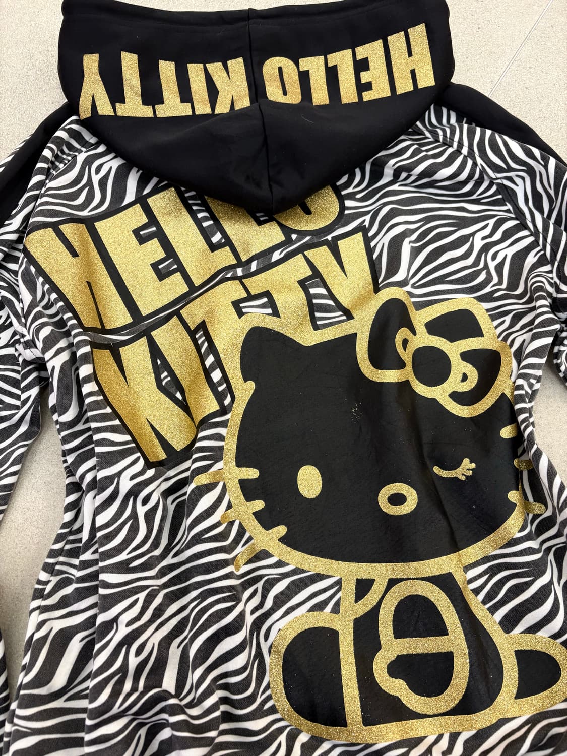 지브라 글리터 키티 후드집업 상품이미지6