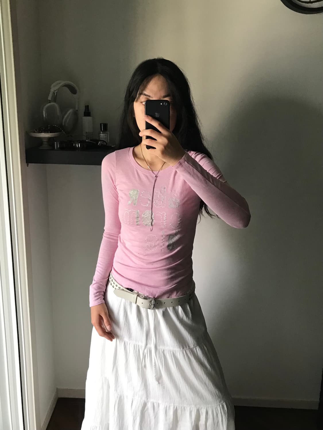 아베크롬비 중앙 프린팅 연핑크 긴팔티 상품이미지4