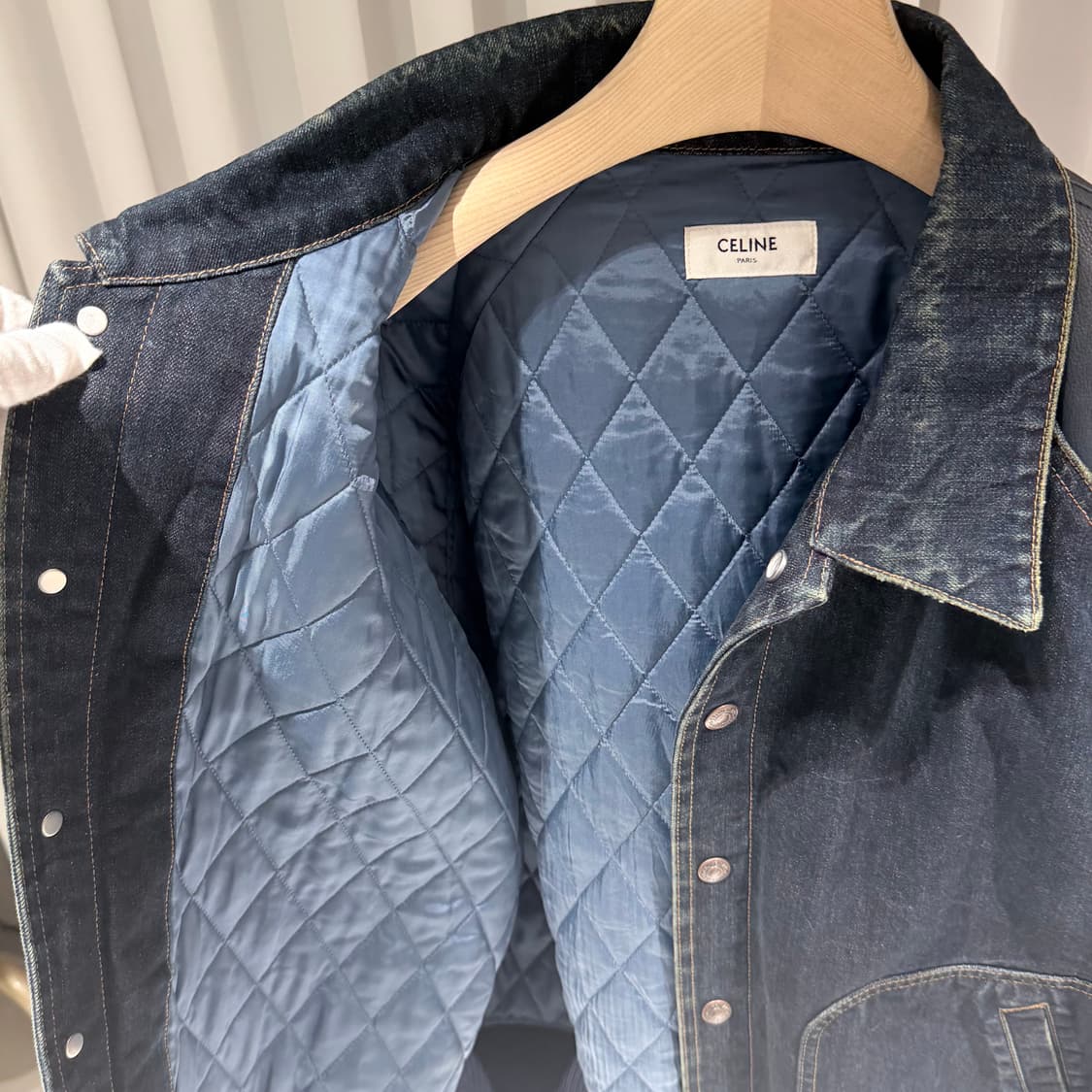 XL / 셀린느 가죽 레더 파리스 데님 바시티 자켓 상품이미지8