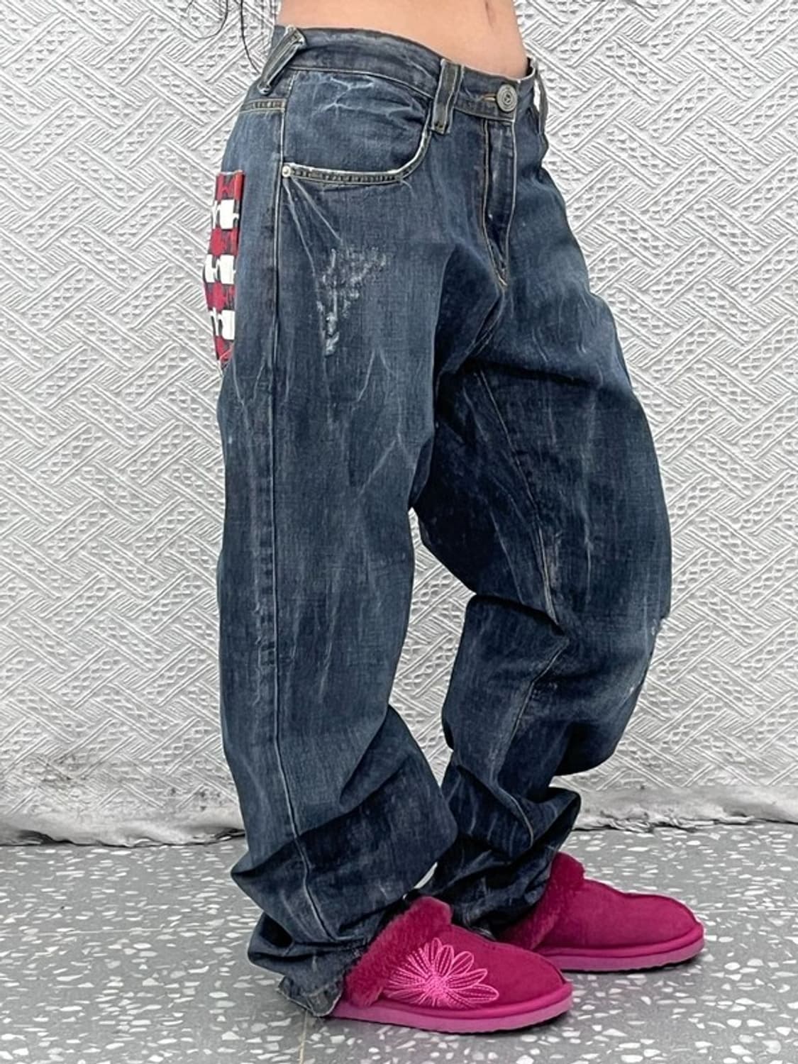 에비수 올드스쿨 포켓 키치 프린팅 데님팬츠 36인치 C08151 상품이미지2