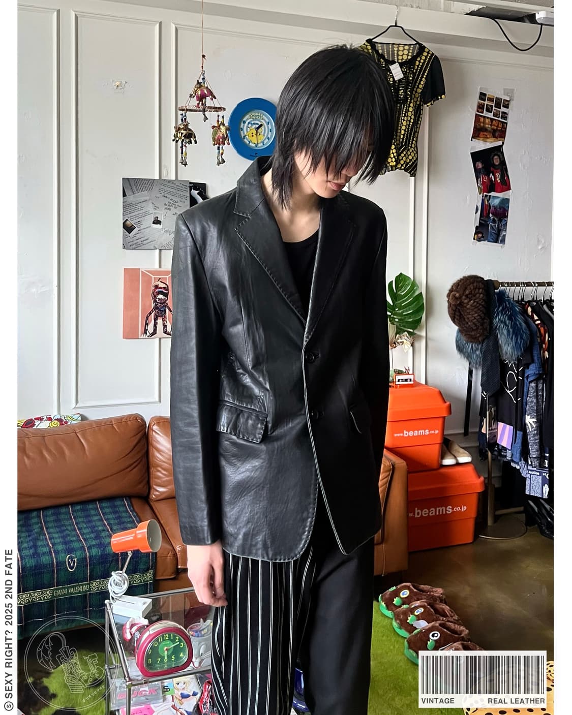 Vintage Real Lambskin Leather Blazer 상품이미지1