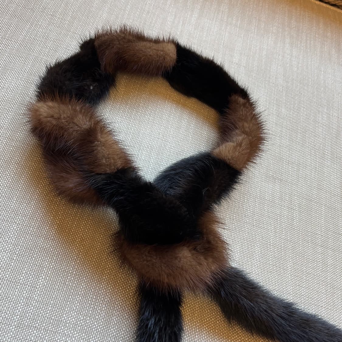 쁘띠밍크 100 배색 천연 머플러  상품이미지2