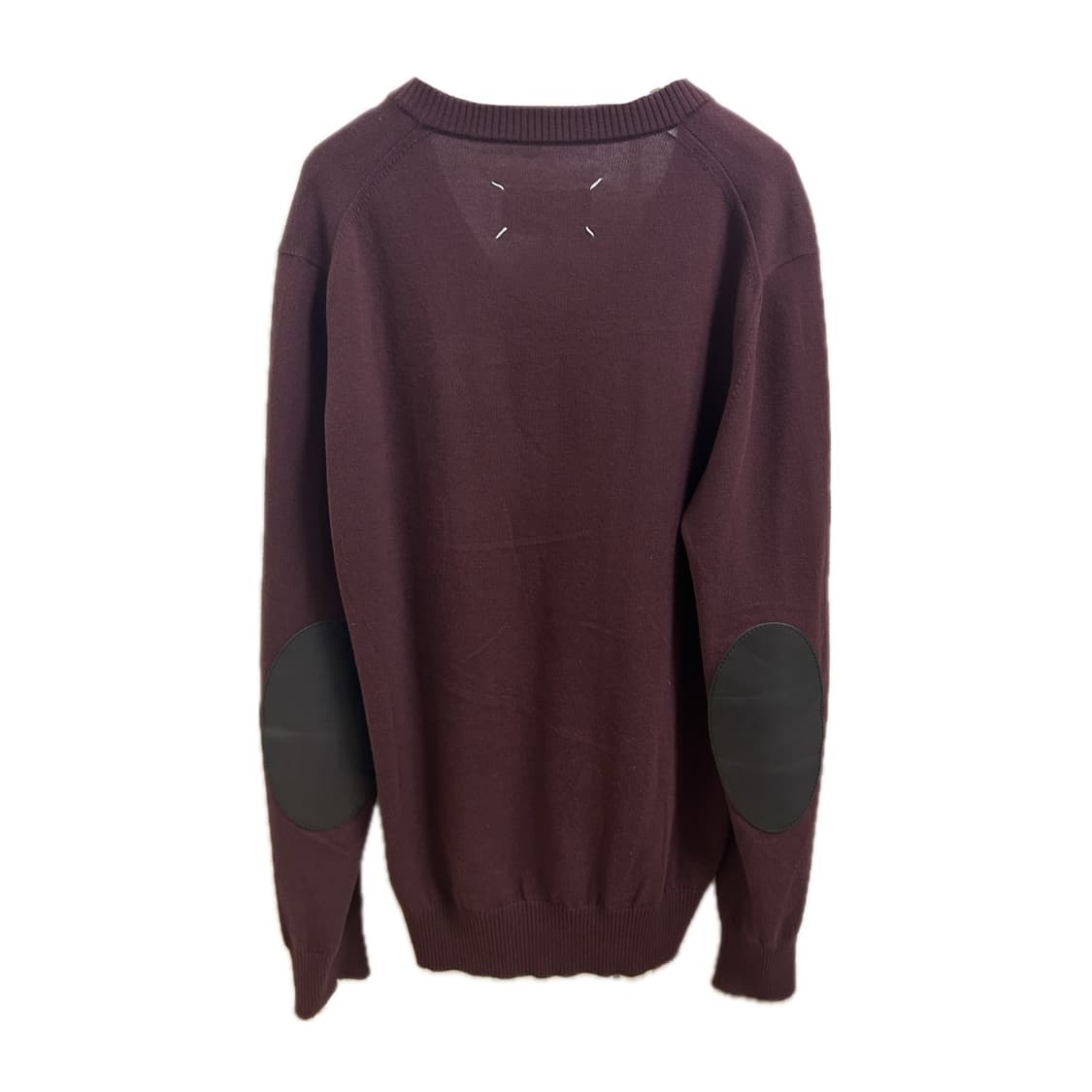 마르지엘라 엘보우 패치 브이넥 니트 버건디 상품이미지1