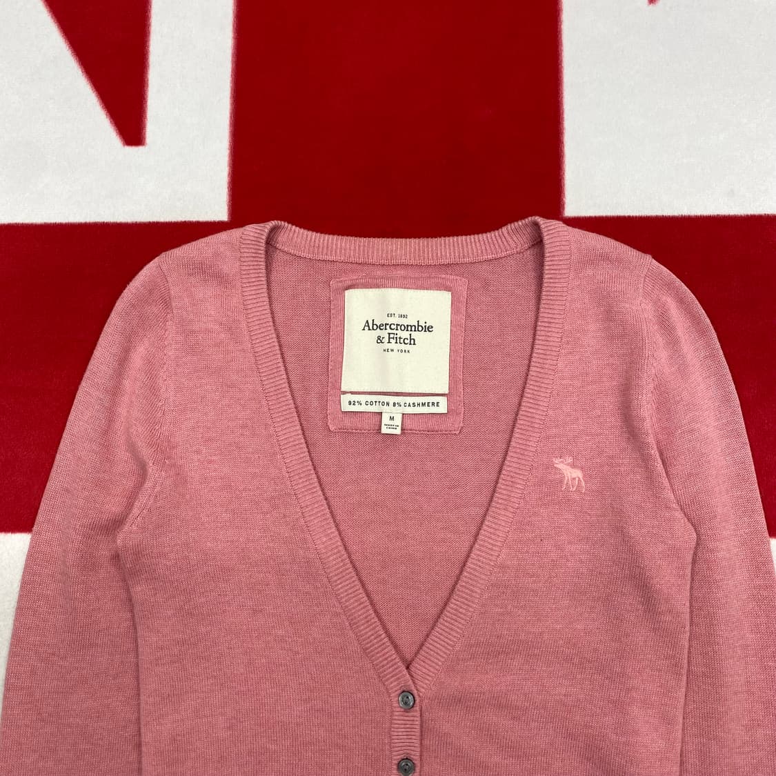 아베크롬비 딸기우유 가디건 여성 M 실측 44 상품이미지3