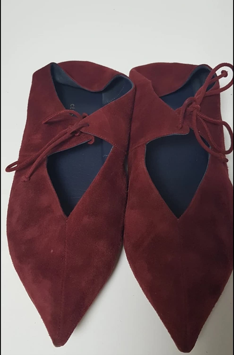 셀린느 CELINE 올드셀린 스웨이드 버건디 바부슈 플랫 상품이미지2