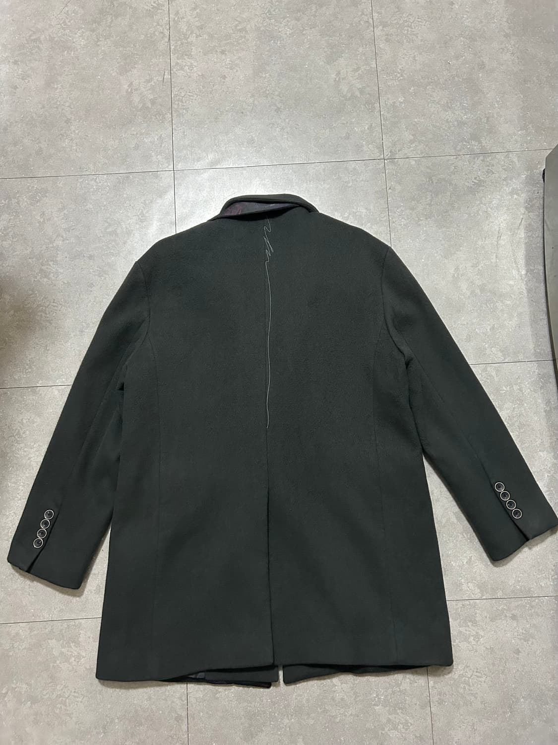 까이에 다크카키 울 싱글 코트   115 size   상품이미지7