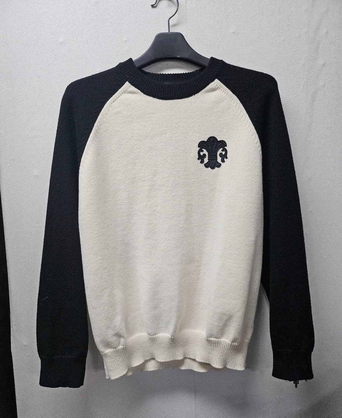 배색 블랙/아이보리 니트 스웨터 L 상품이미지1