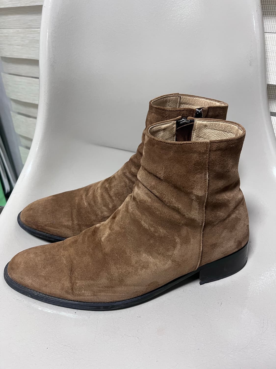 피렌체 아뜨리에 히든지퍼 디테일 슬림토 스웨이드 집업부츠 280 상품이미지2