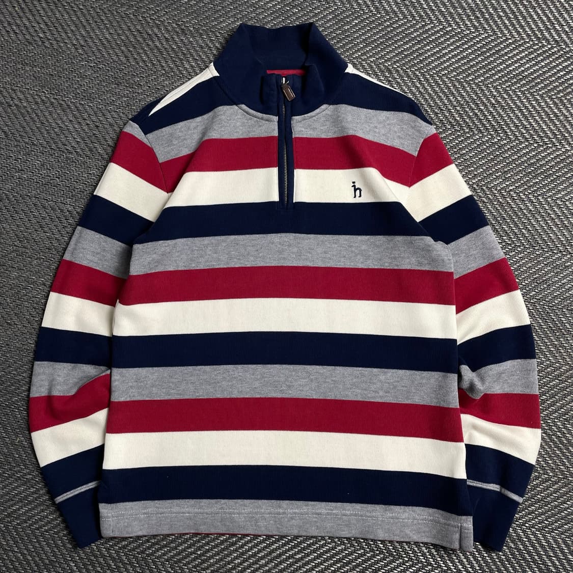 Hazzys 스트라이프 니트 카라 반집업 긴팔 티셔츠o 6241 상품이미지1
