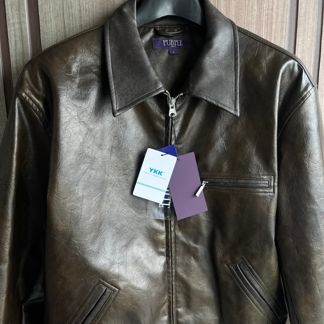 [새상품]비슬로우 퍼플 레더 워크자켓 브라운 상품이미지3