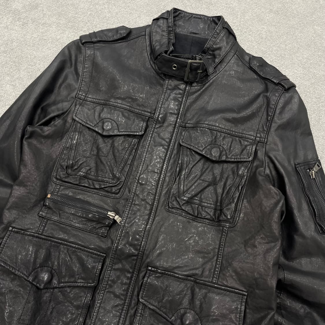 100 빈티지 양가죽 쿼드포켓 레더자켓 상품이미지2
