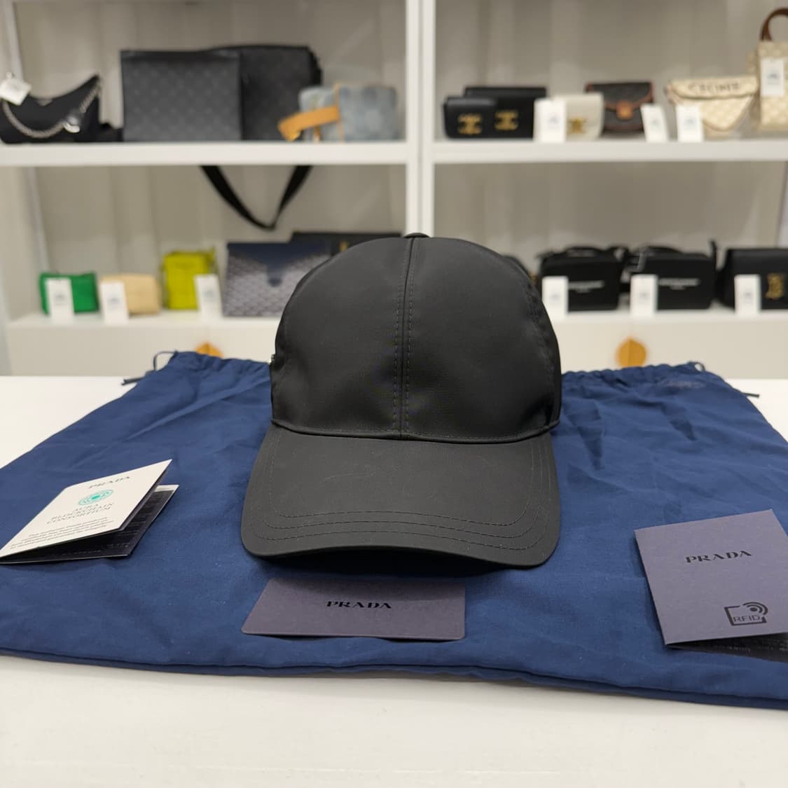 [L] 프라다 리나일론 볼캡 블랙 상품이미지5