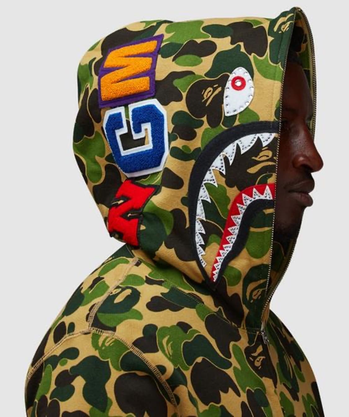 [S,M,L]베이프 25fw ABC 카모 샤크 풀 후드집업 상품이미지5