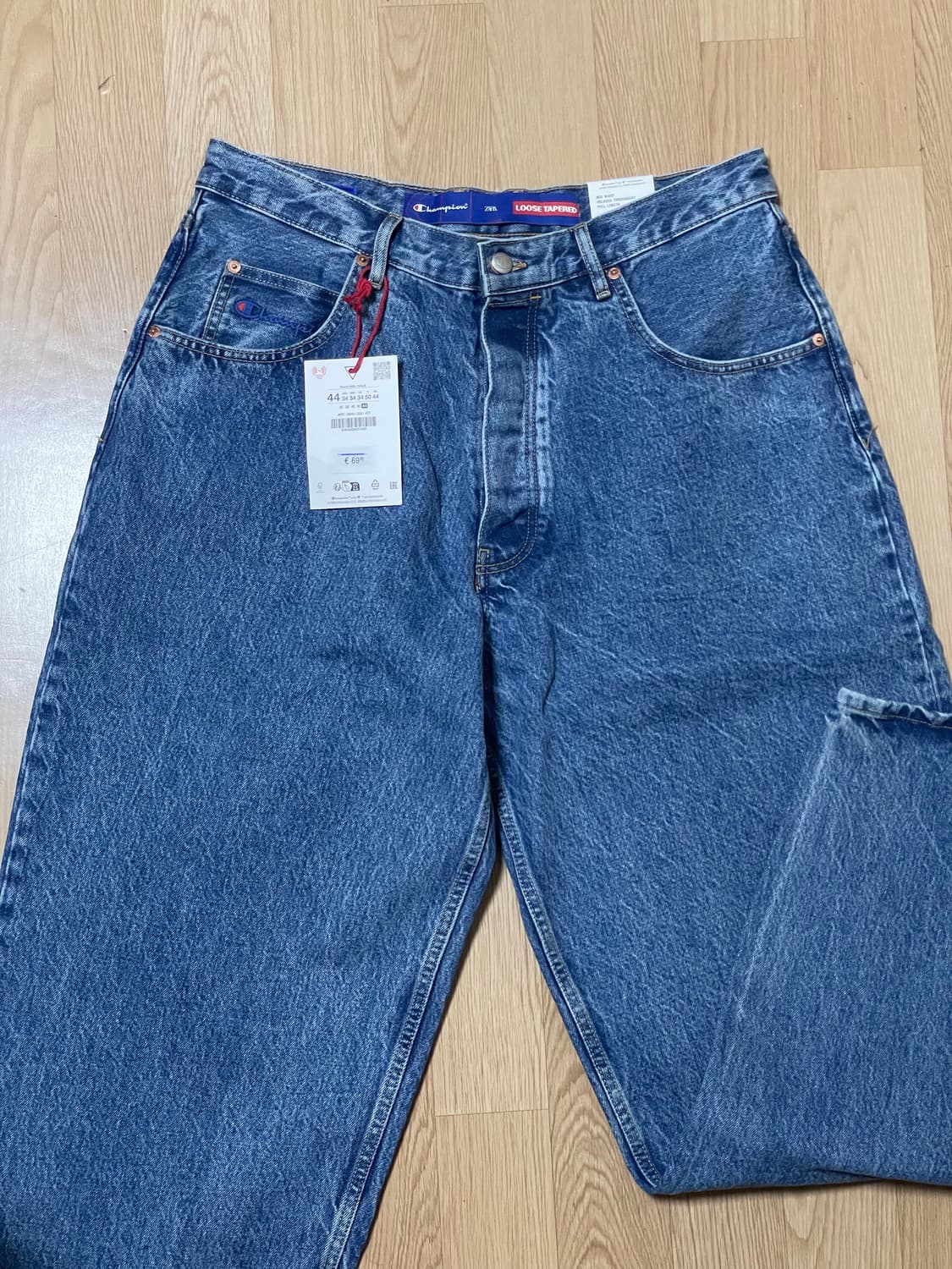 [34] 자라 x 챔피온 루즈 테이퍼드 핏 진 미드 블루(✨새상품) 상품이미지3