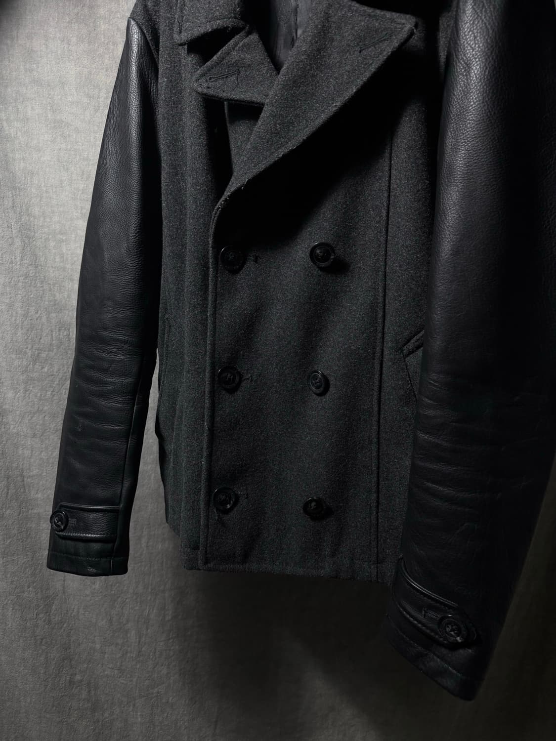 FUGA Wool Leather Hybrid Pea Jacket  상품이미지4