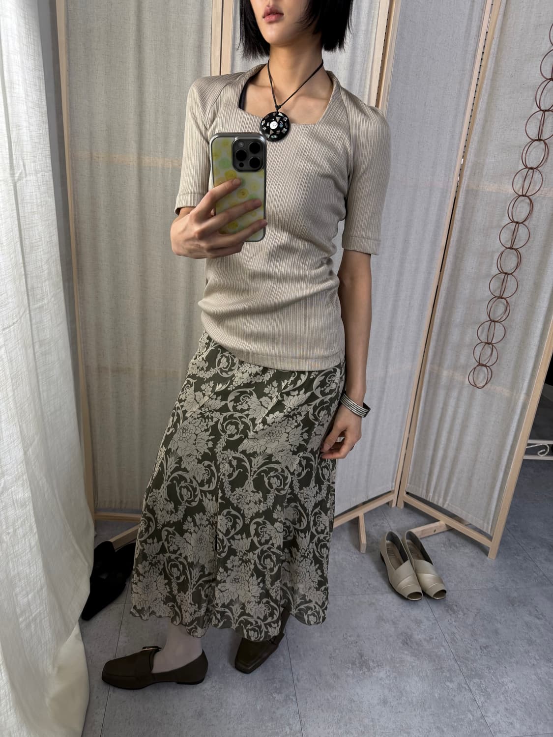 Hane ka 퓨어 실크 스커트 상품이미지9