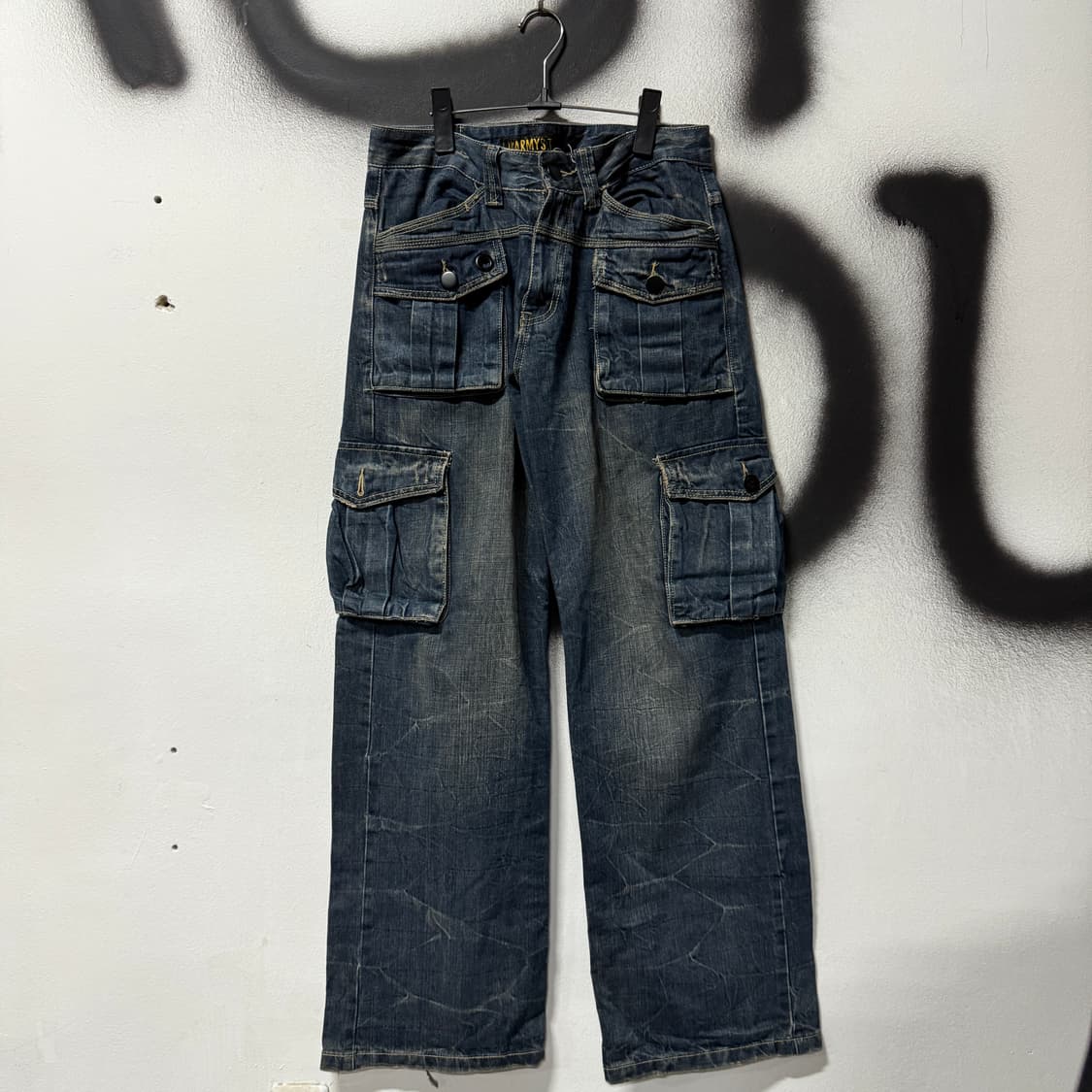 VTG 빈티지 크랙 워싱 데님 빅카고 팬츠 상품이미지1