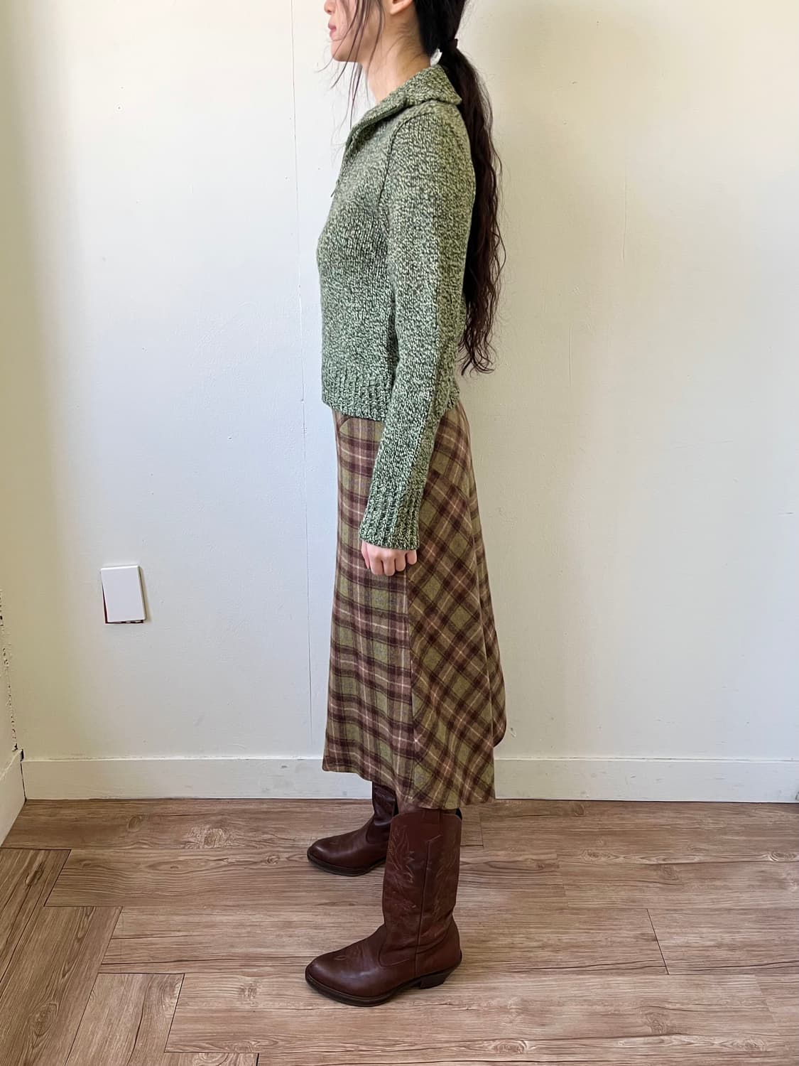 Japan vtg 크로스 체크 울 스커트 상품이미지8