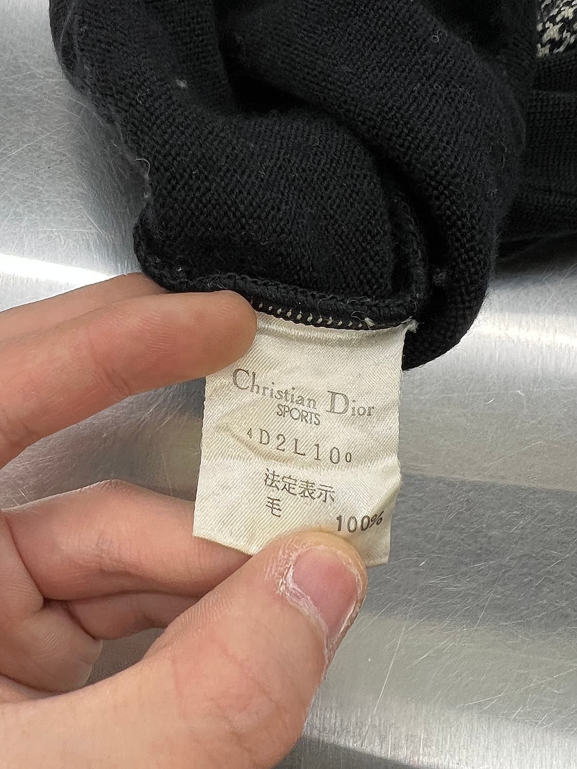 90s 크리스찬 디올 하운드 투스 배색 니트 스웨터 상품이미지8