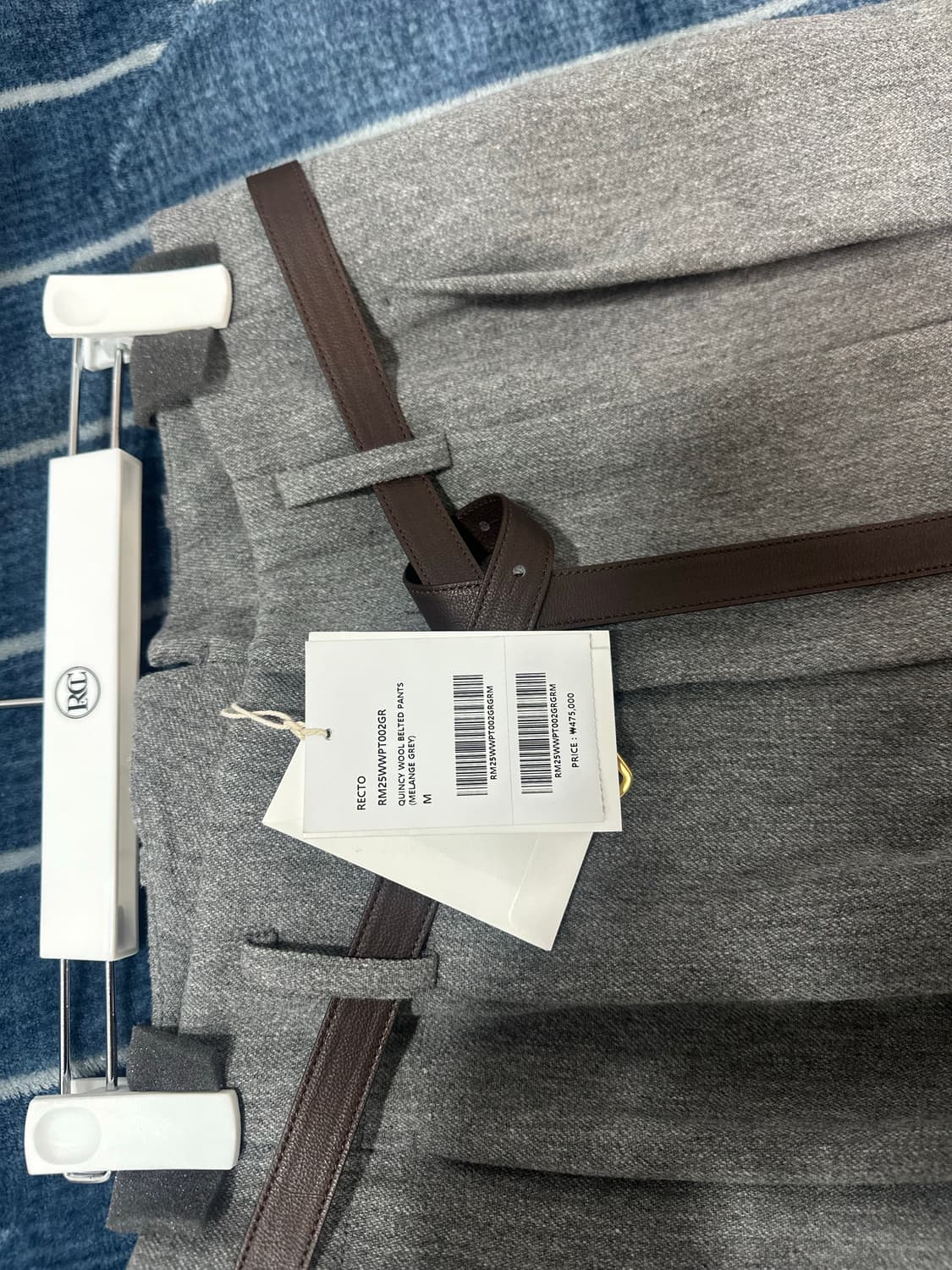 새상품)렉토 퀸시 울 벨티드 슬랙스 회색 M 상품이미지1