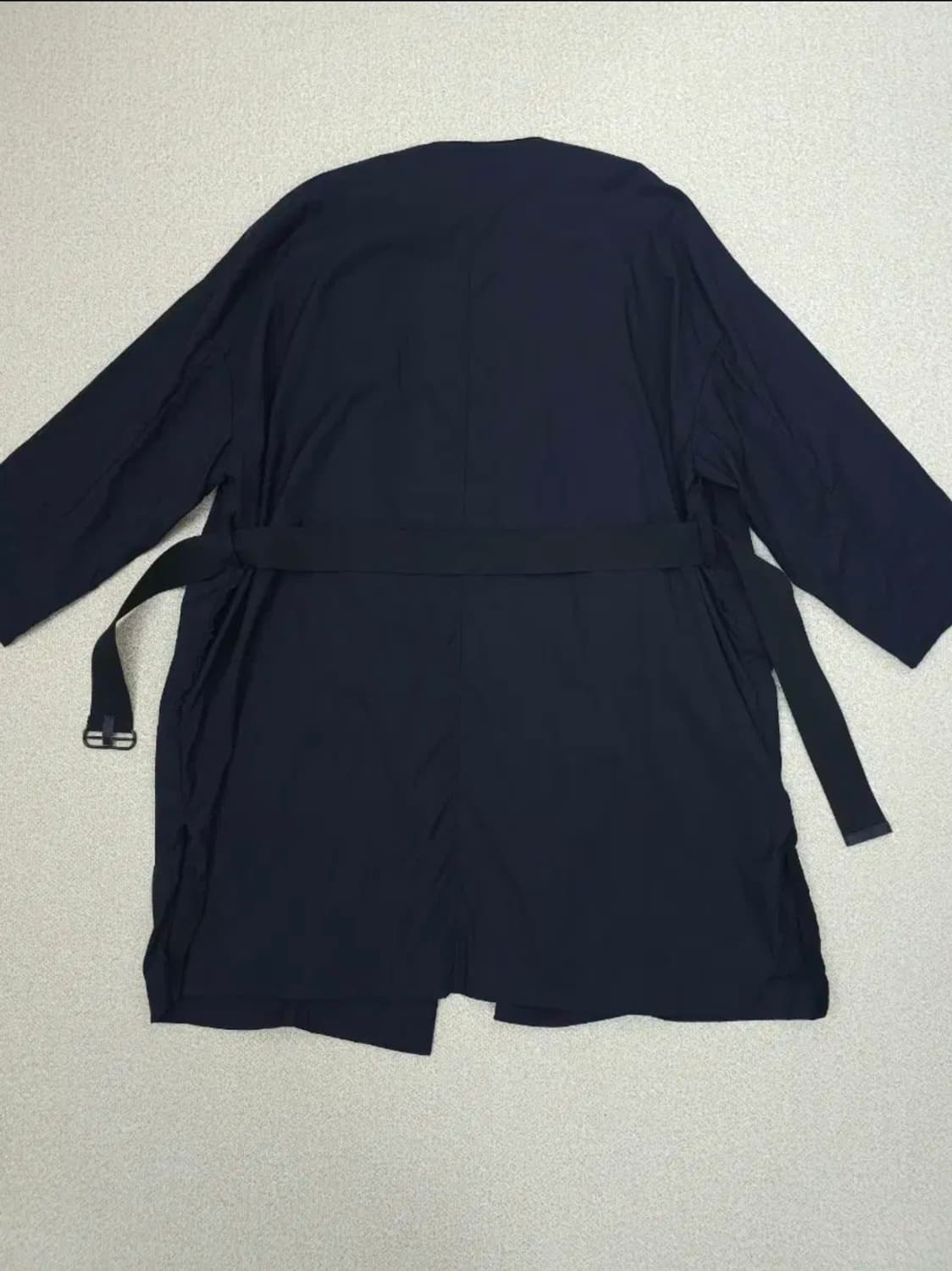 (55)한섬 더캐시미어 트렌치 코트 노카라 긴팔 네이비 상품이미지7