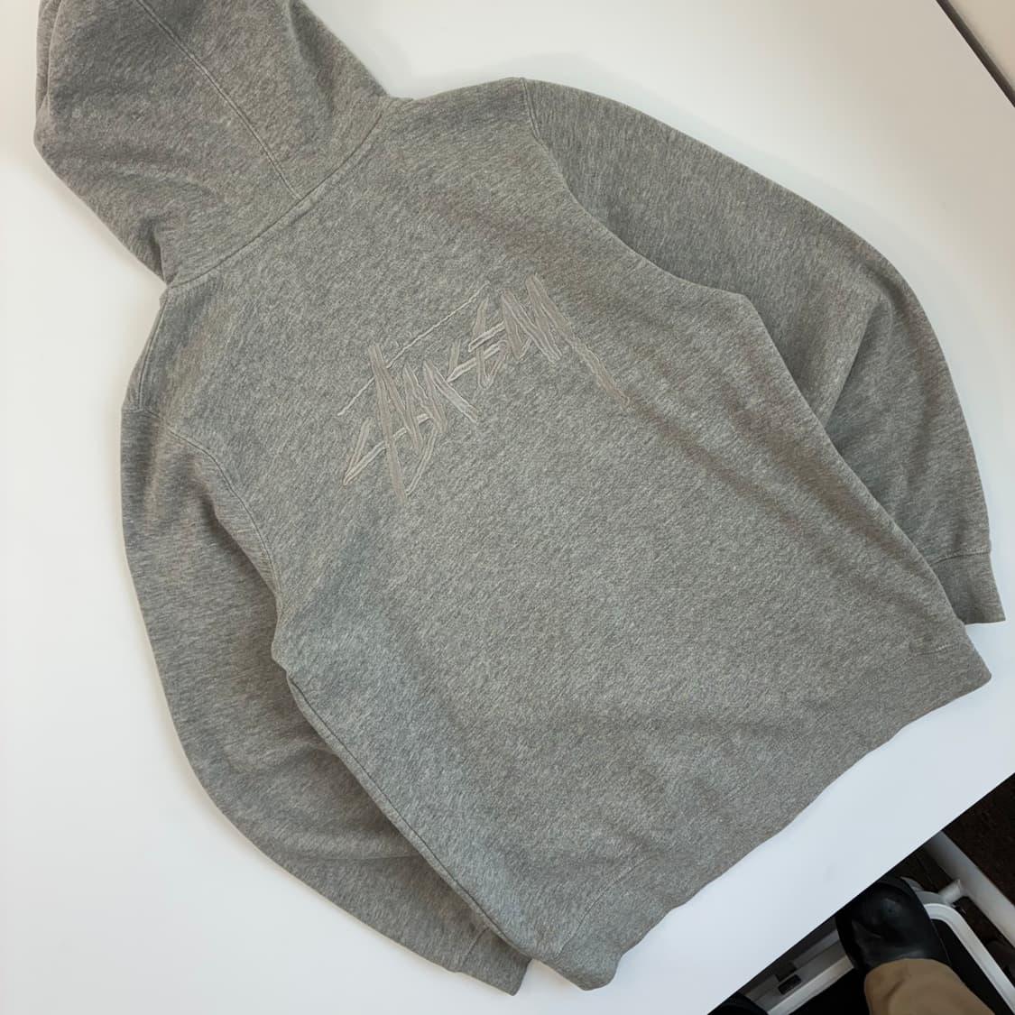 Stussy 스투시00‘s 멜란지 그레이 빅스탁 자수 후드 집업 상품이미지2