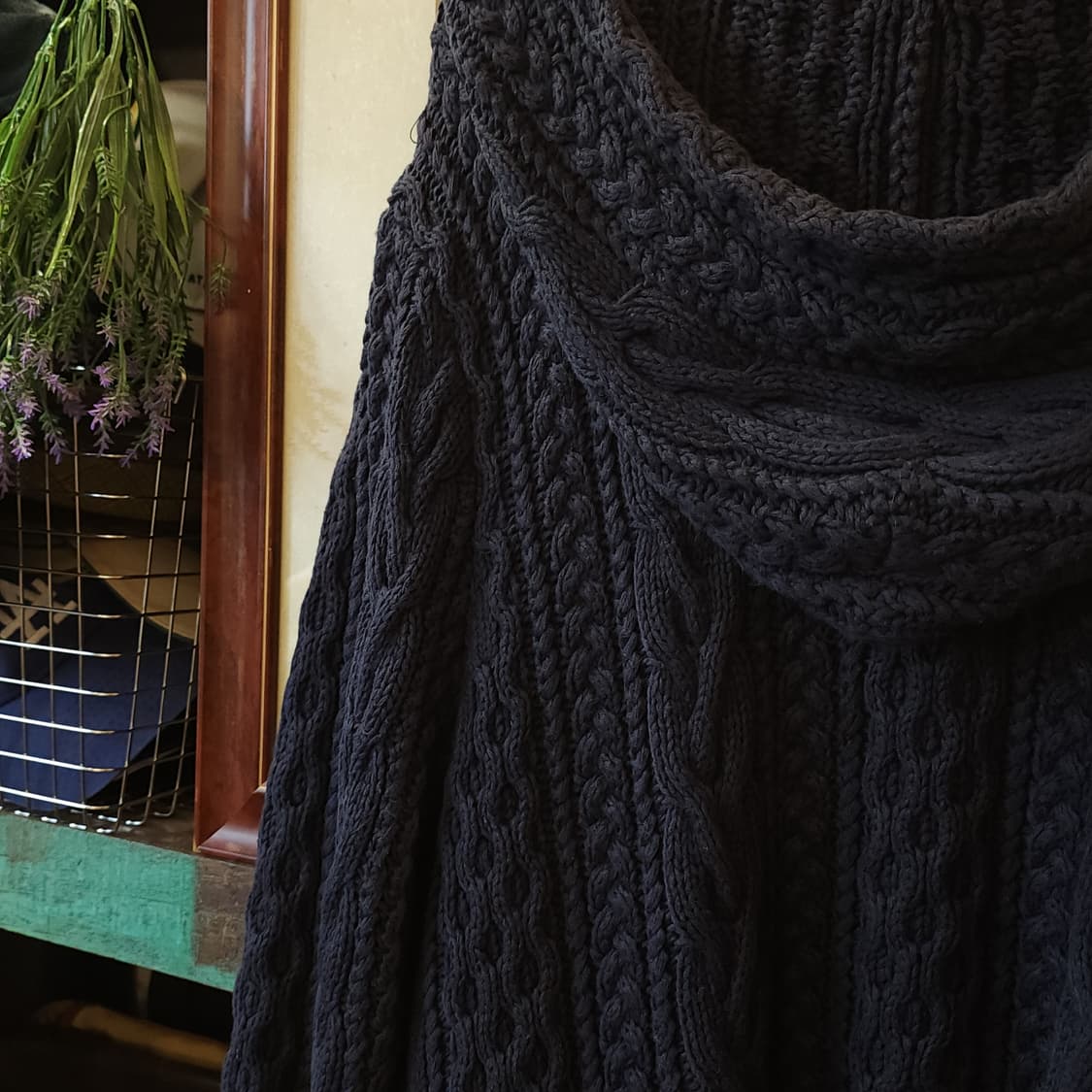 90s 폴로 진스 컴퍼니 후드 집업 자켓 린넨 코튼 케이블 네이비 L 상품이미지9