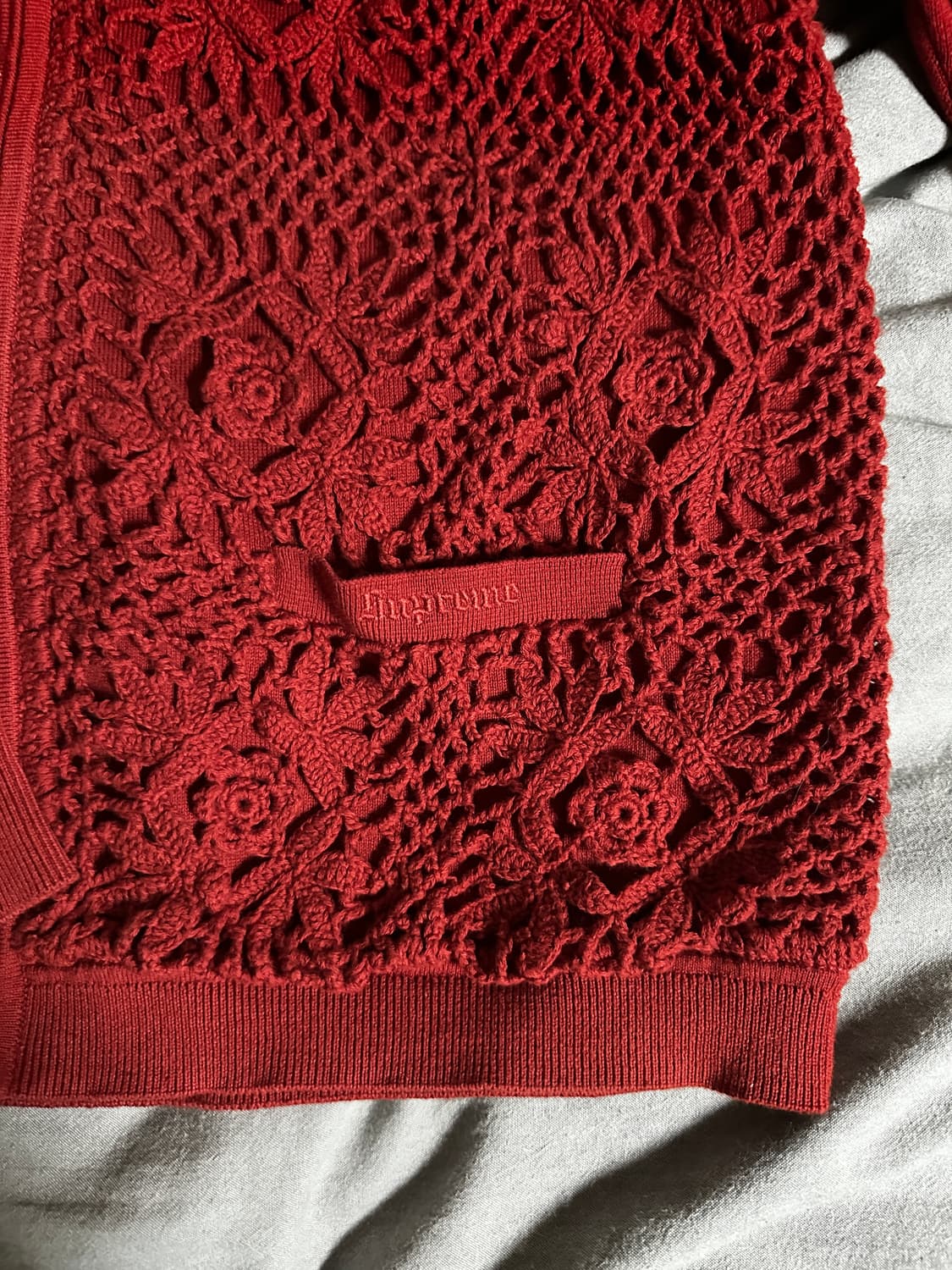 슈프림 크로셰 집업 가디건 레드 상품이미지2