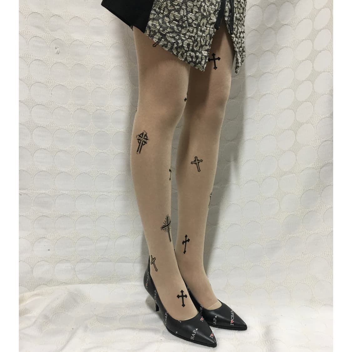 십자가 프린팅 스타킹 상품이미지2