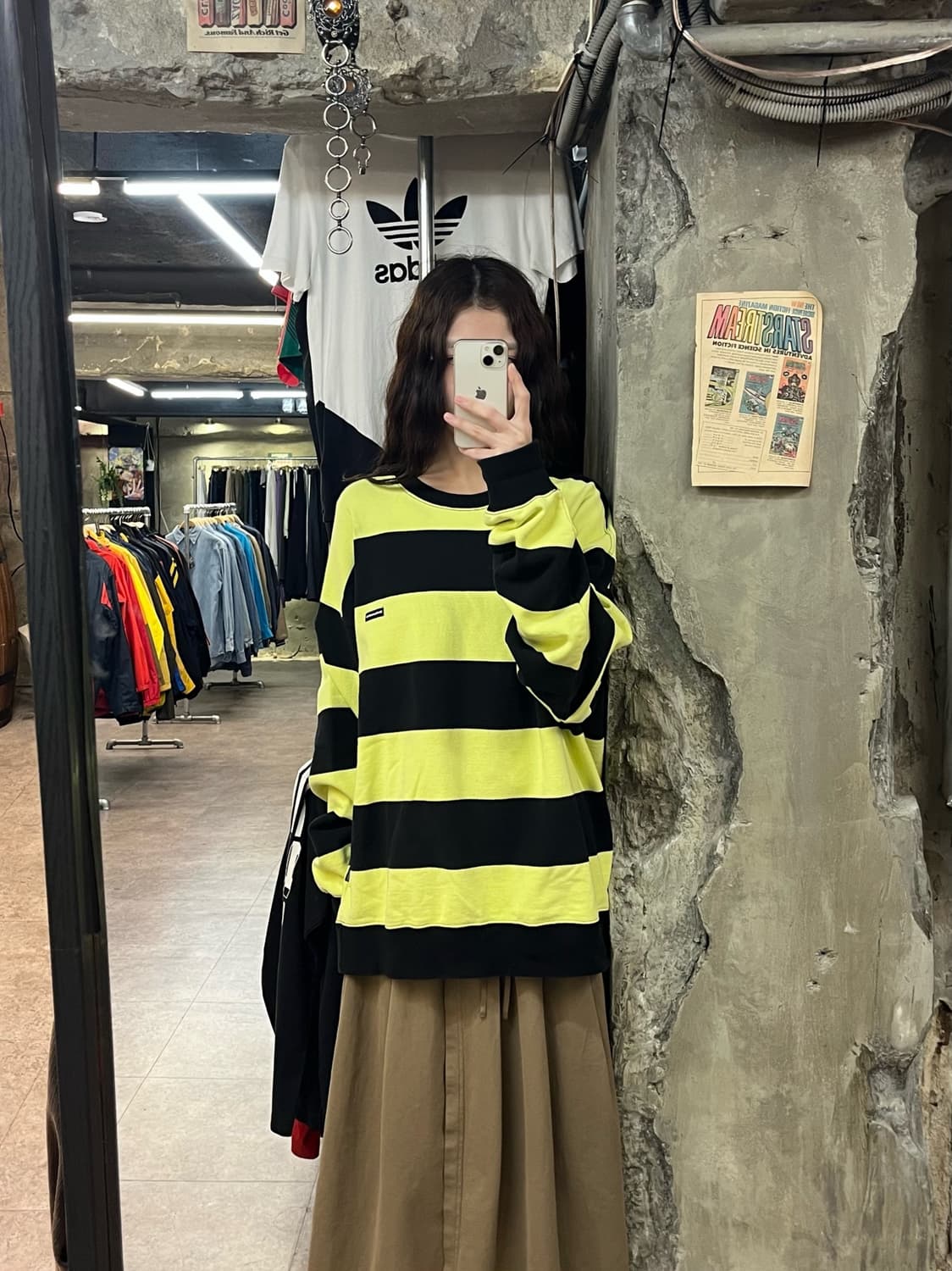 디스이즈네버뎃 스트라이프 맨투맨 옐로우 XL #csz2237 상품이미지2