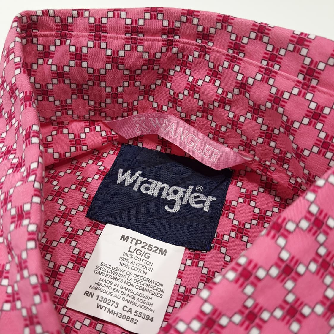 CL892 L 랭글러 핑크 리본 유방암 캠페인 유니크 자수 셔츠 남방 상품이미지3