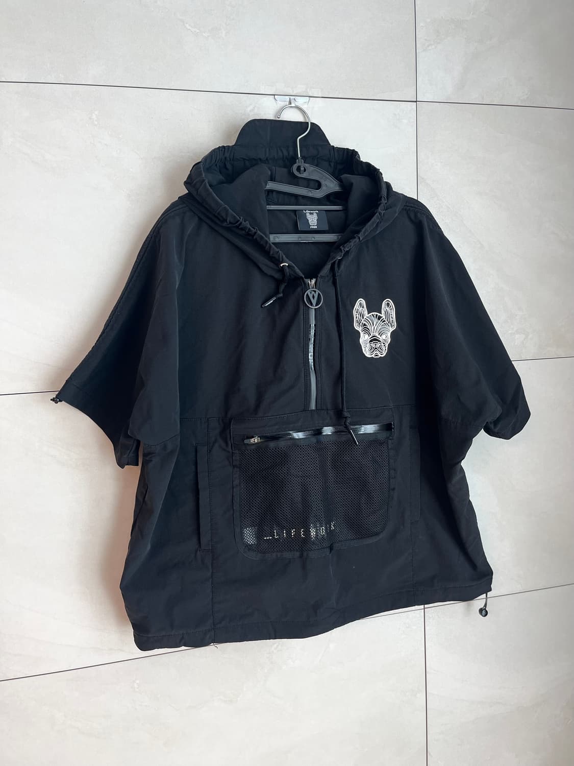 라이프워크 후드 반팔 아노락 바람막이 블랙 (FREE) 상품이미지2