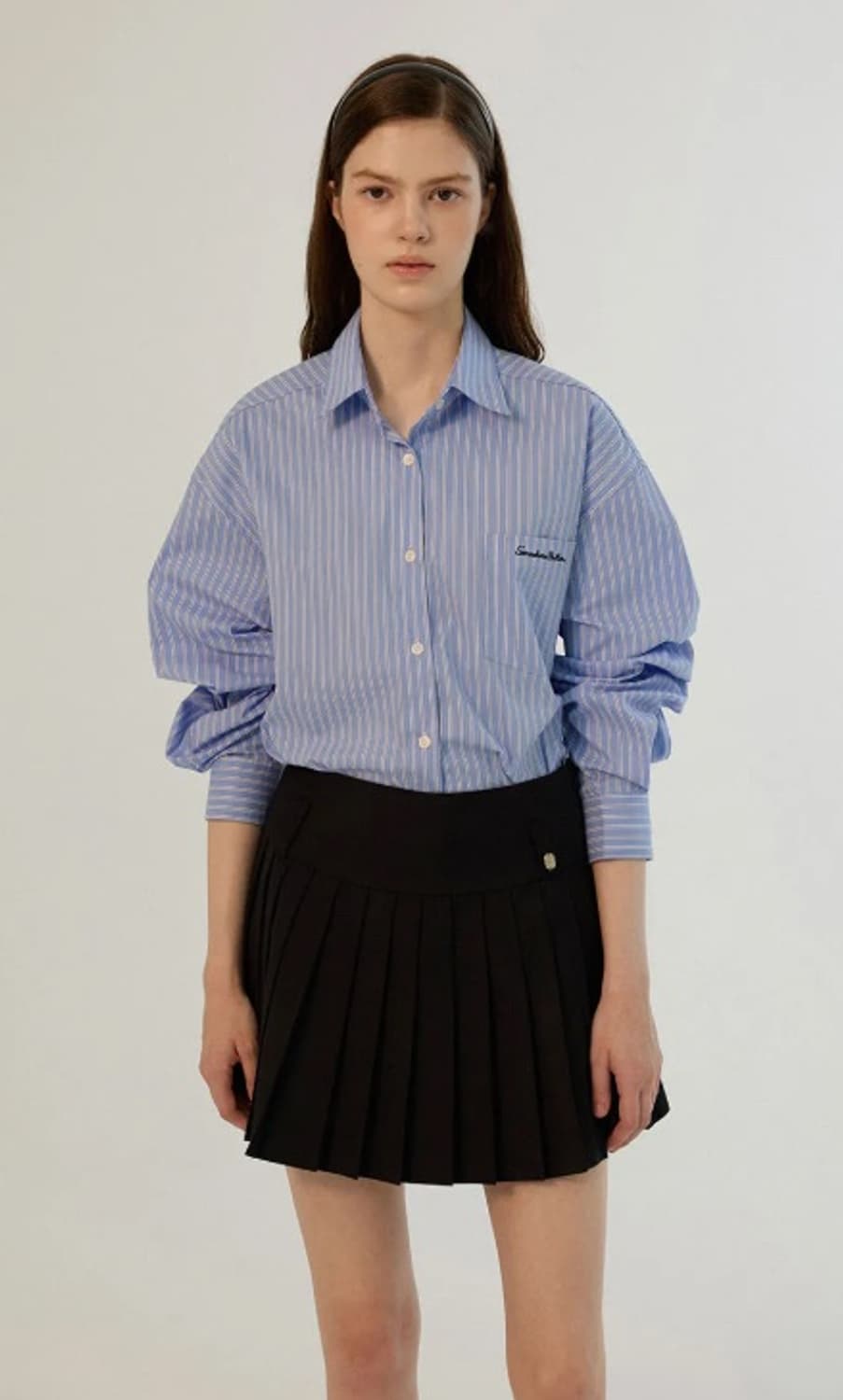 [썸웨어버터] 다니엘 스트라이프 오버핏 셔츠 (Stripe Blue) 상품이미지2