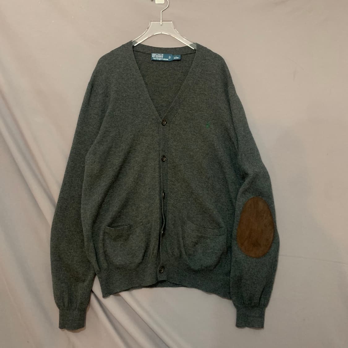 L 폴로랄프로렌 스웨이드 엘보우 패치 V넥 니트 가디건 상품이미지1