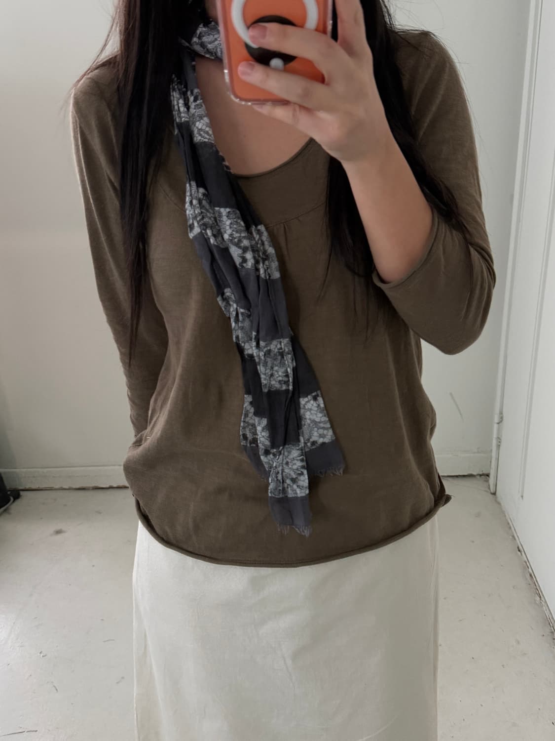 일본빈티지 모리 카키 스쿱넥 티셔츠 상품이미지1