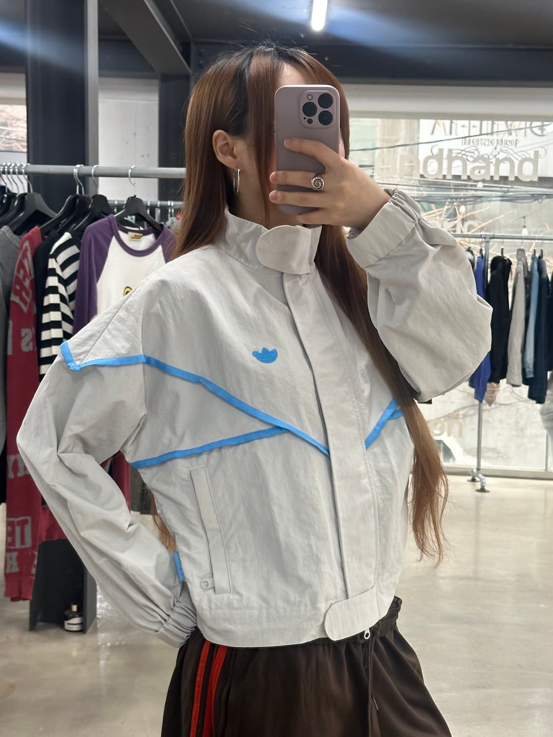 아디다스 블루버전 트랙탑 윈드브레이커 펄그레이 상품이미지3