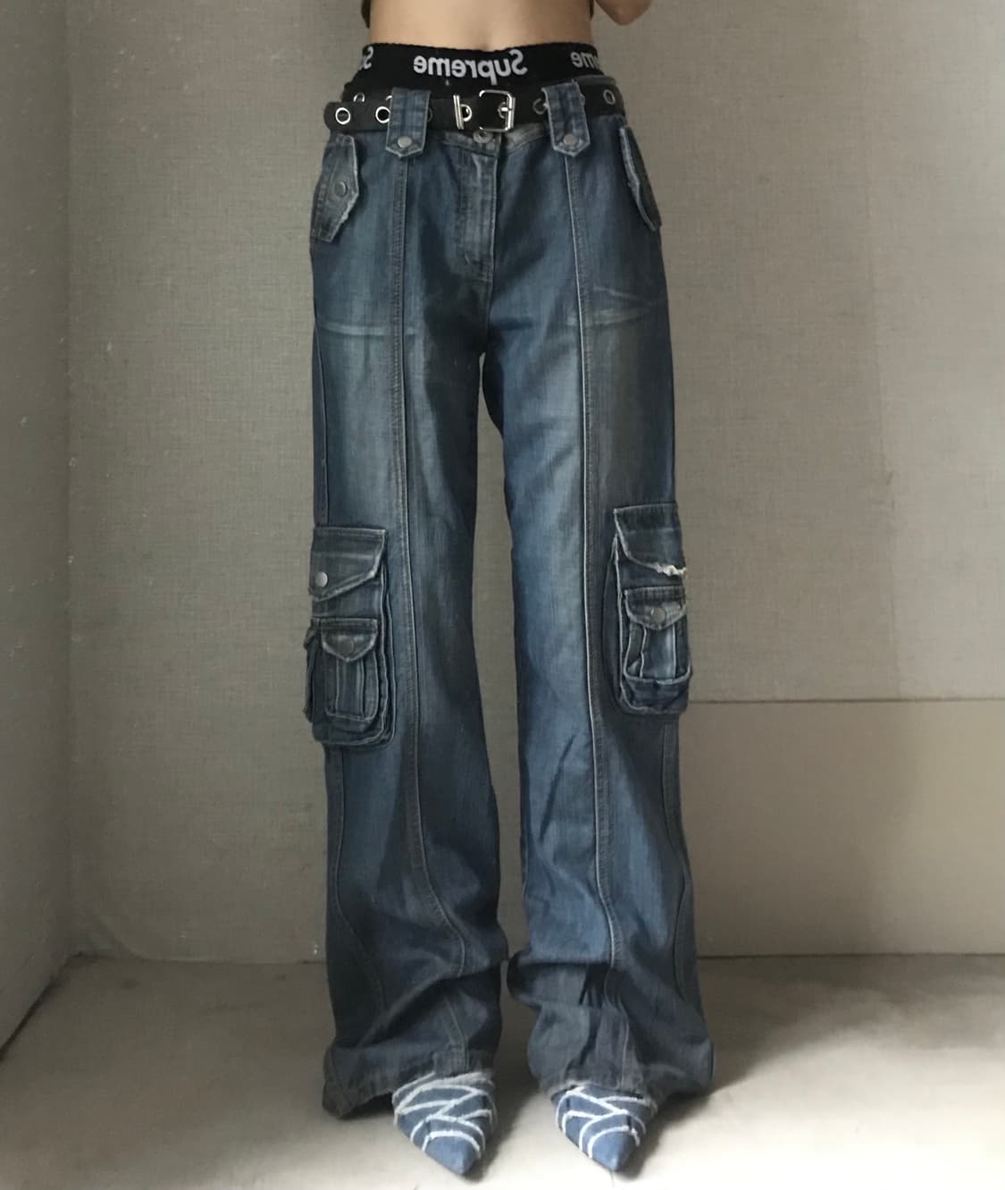 워시드 데님 카고팬츠 상품이미지2