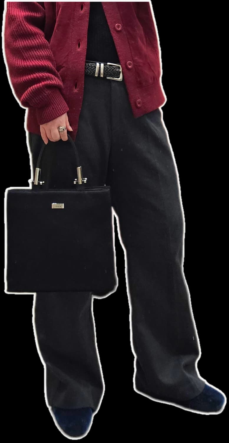 Strawberry Republic 블랙 스퀘어 패브릭 토트백 상품이미지1