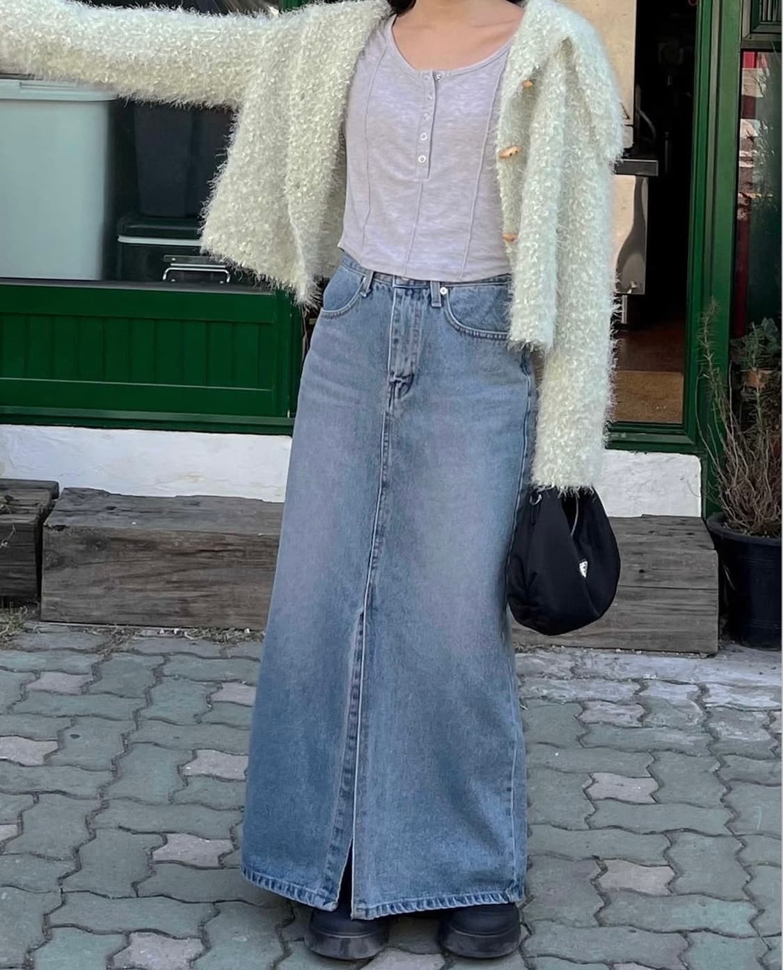 러브코드유 연청 데님 롱 스커트(맥시) 상품이미지1