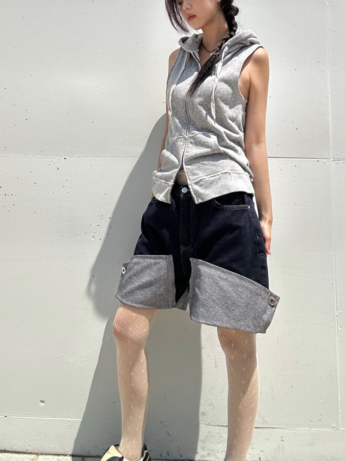 Upcycling reworked roll up denim pants 상품이미지7
