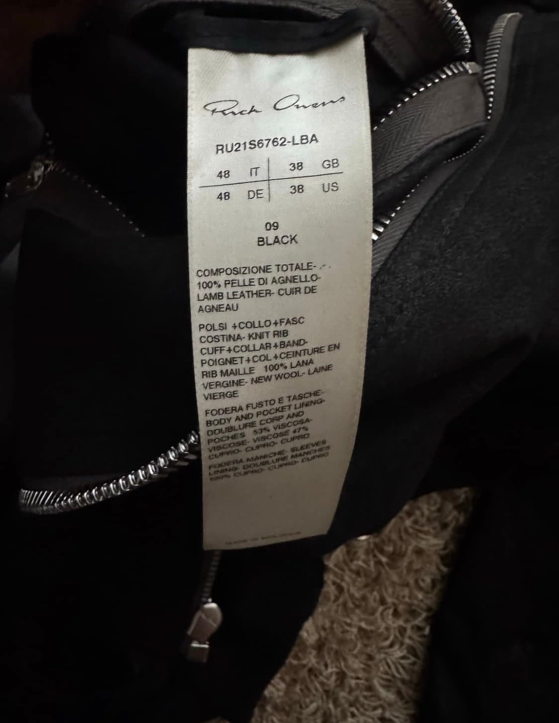 릭오웬스 21ss 플라이트 스웨이드 봄버 48 상품이미지2