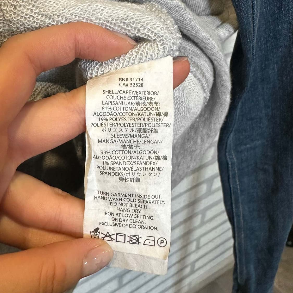 아르마니 익스체인지 집업 자켓 데님 슬리브 투포켓 디테일 진청 그레이 상품이미지7