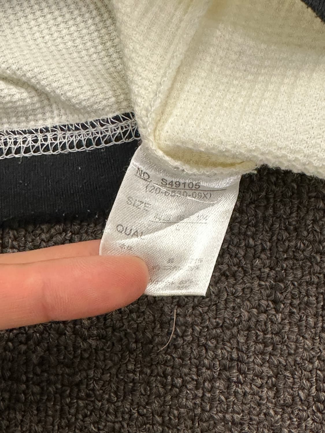 L)Japanese vintage 화이트 와플 헨리넥 롱슬리브 상품이미지4