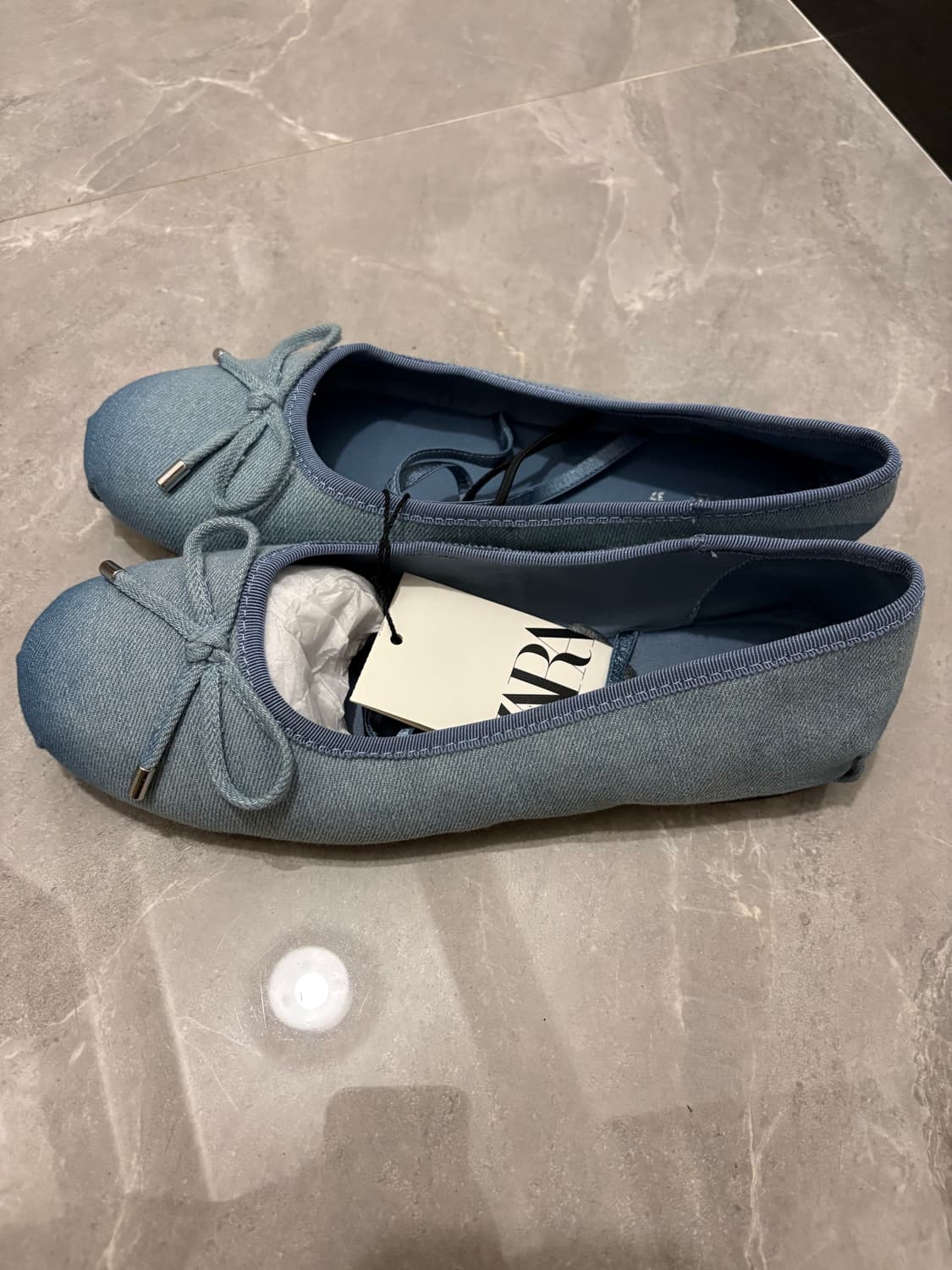 자라 데님 리본 플랫슈즈 37 새상품 상품이미지5