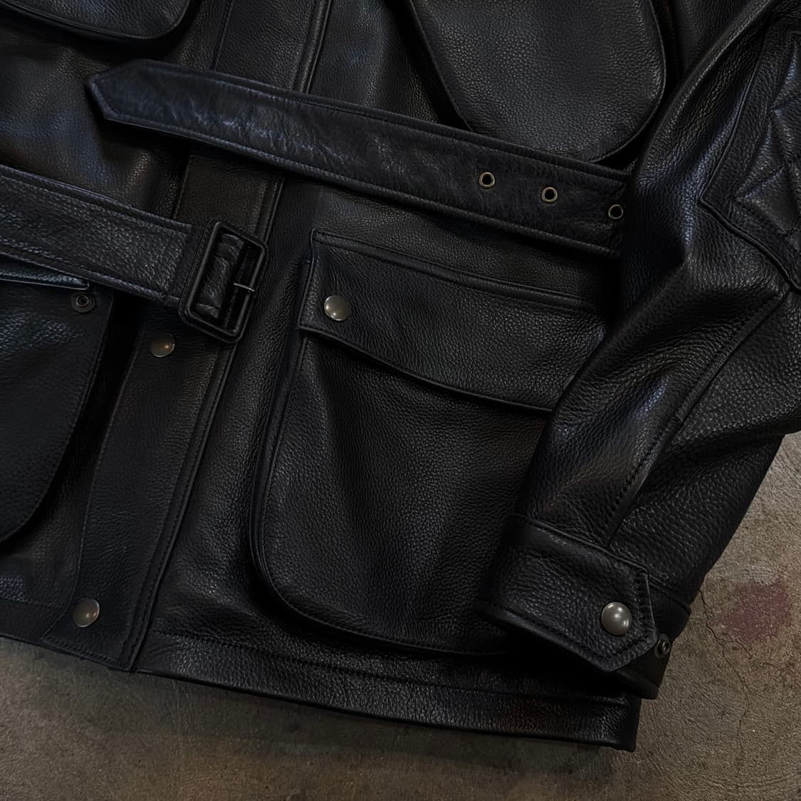 Veluokldly 송아지 가죽 레더 바이커 자켓 상품이미지7